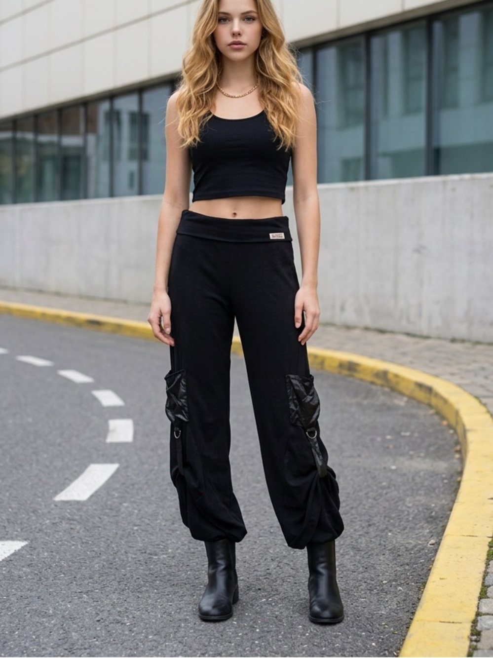 Vintage Major de Lema? Y2K Black Cargo Strap Pants
